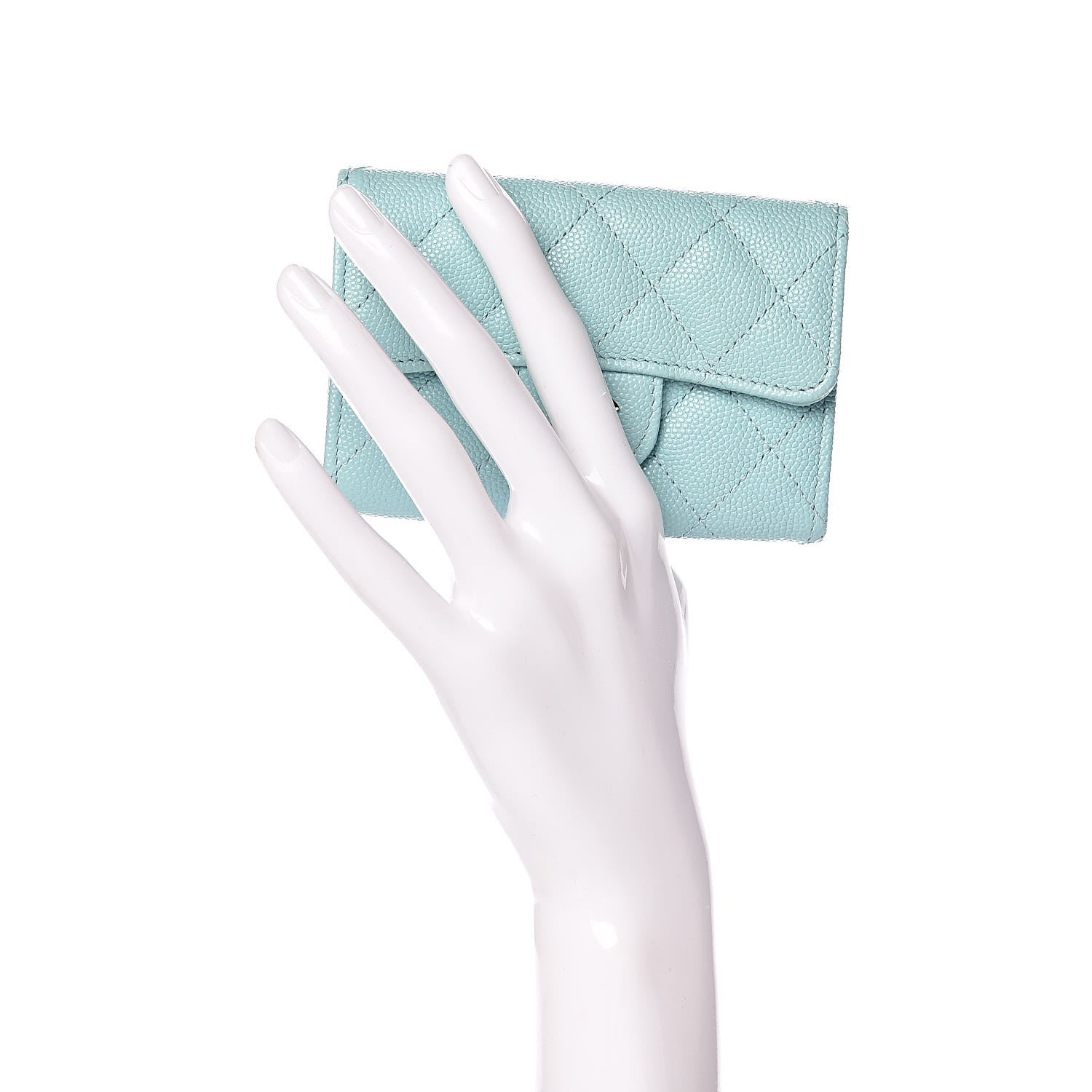 Chanel Caviar Quilted Card Holder Light Blue 2 of 9