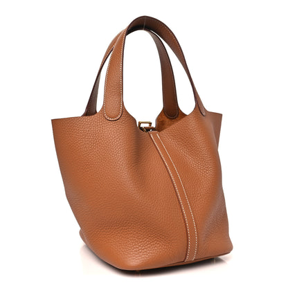 Hermes Taurillon Clemence Picotin Lock 22 MM Gold 4 of 11