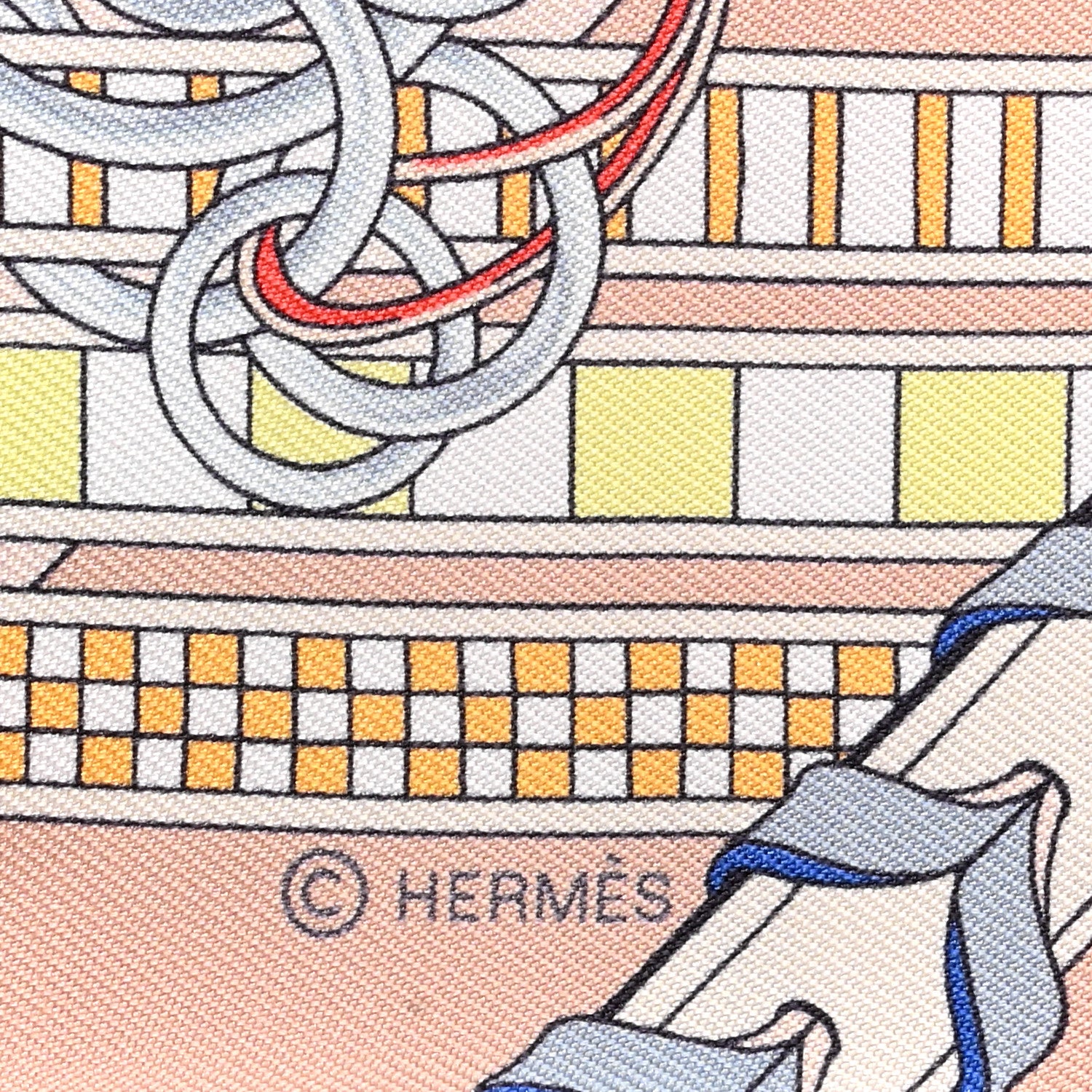 Hermes Silk Brides et Gris Twilly Rose Poudre Bleu Gris 3 of 4