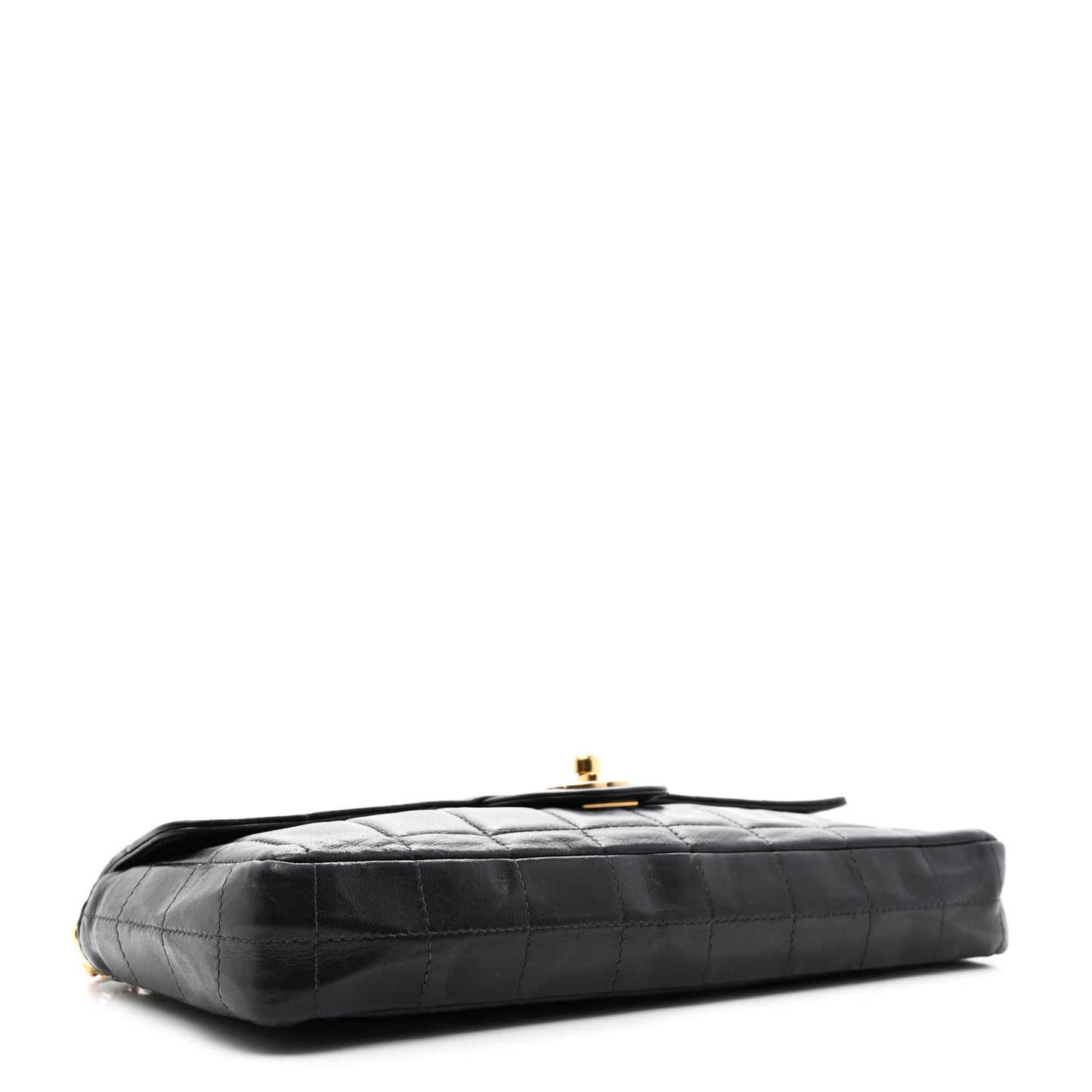 Lambskin East West Chocolate Bar Flap Black