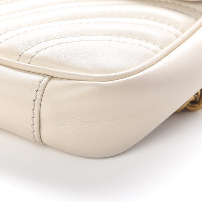 Gucci Calfskin Matelasse Pearly GG Marmont Chain Belt Bag Mystic White 10 of 11