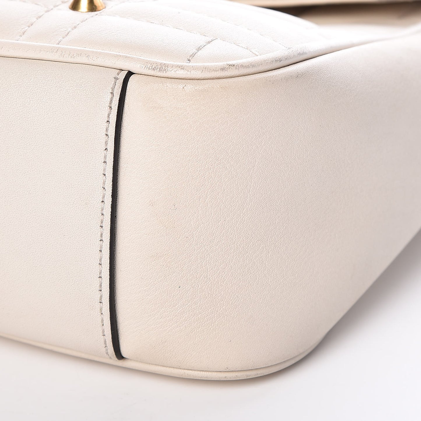 Calfskin Matelasse Studded Medium GG Marmont Shoulder Bag White