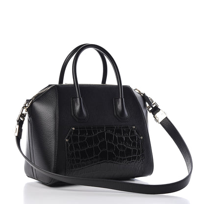Givenchy Grained Calfskin Crocodile Embossed Inlay Small Antigona Black 3 of 10