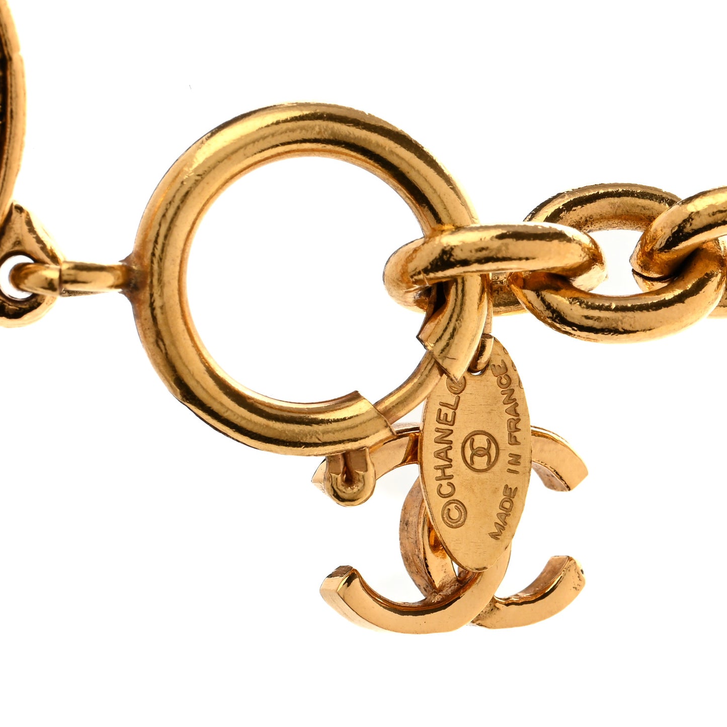 Metal CC Medallion Necklace Gold