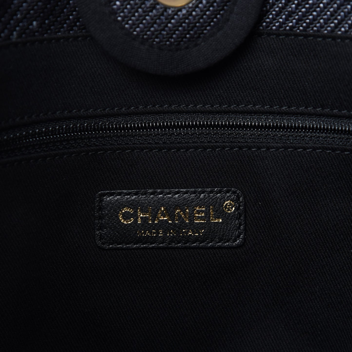 Mixed Fibers Calfskin Small Deauville Tote Black