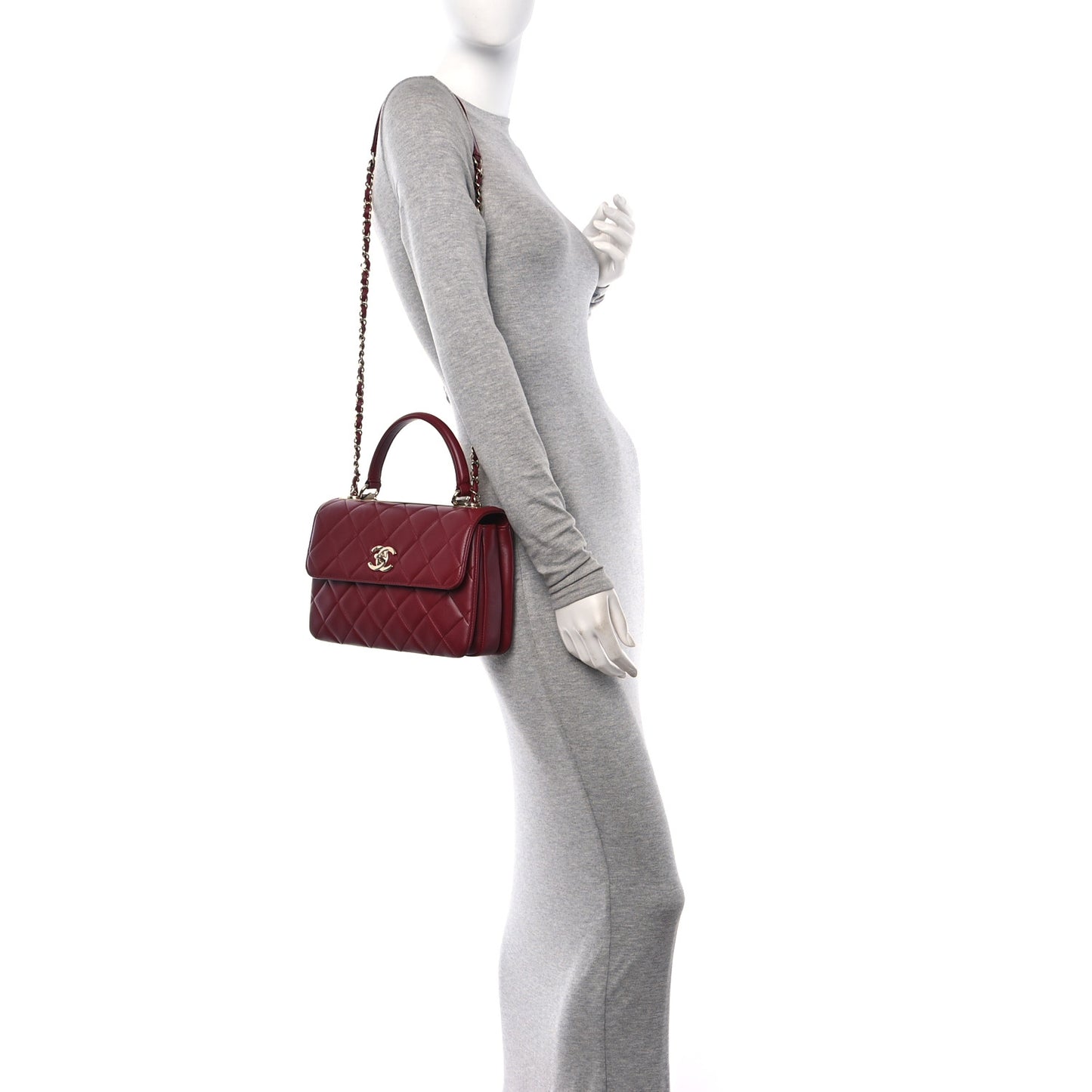 Lambskin Quilted Small Trendy CC Flap Dual Handle Bag Red