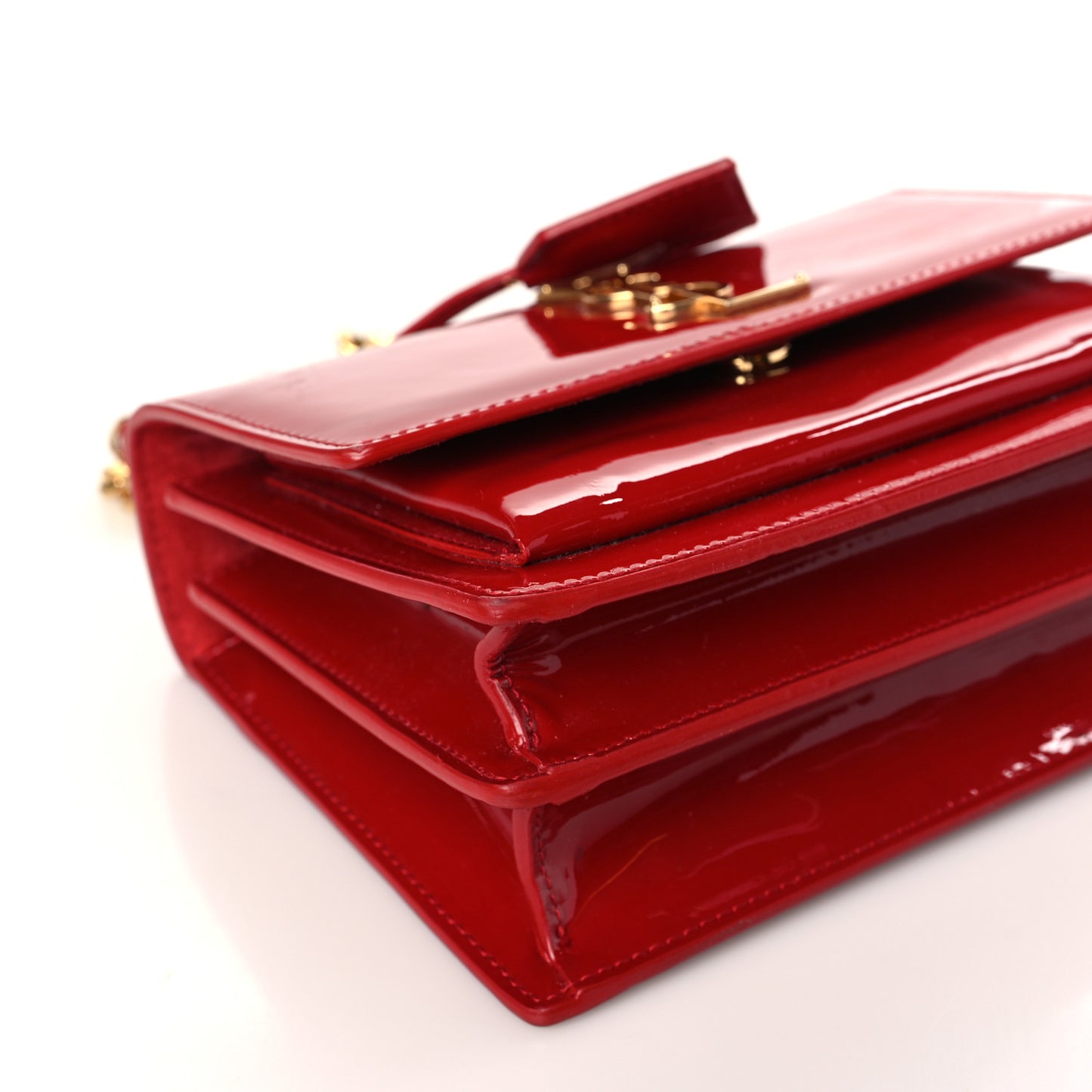 Patent Small Monogram Sunset Red
