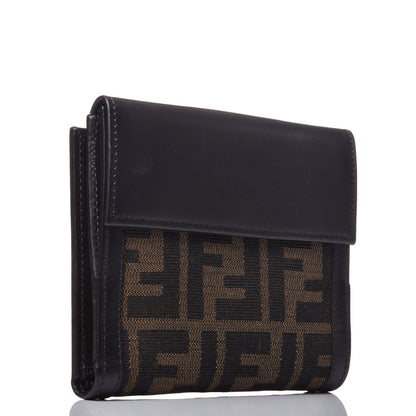 Fendi Zucca Cuoio Lucido Compact Wallet Tobacco Moro 3 of 8