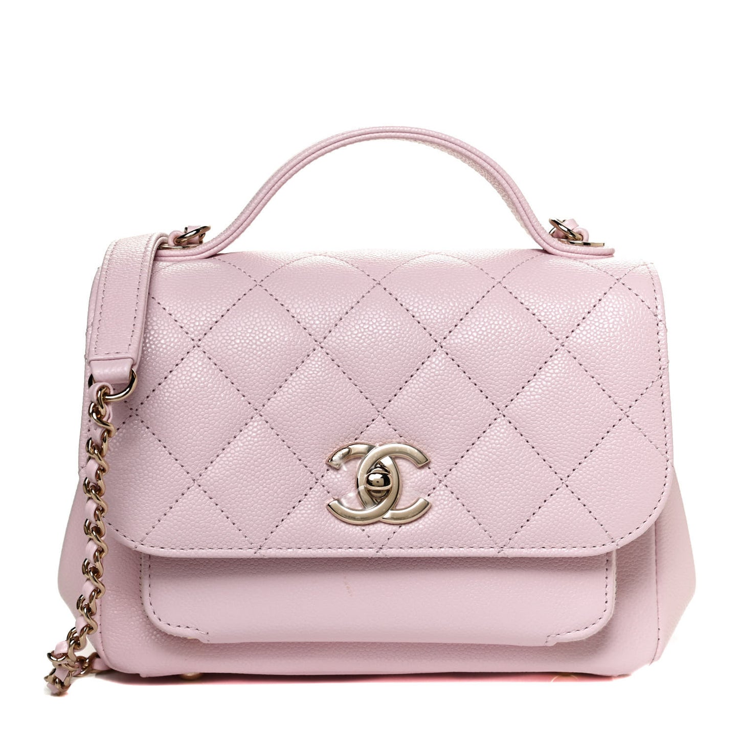 Caviar Quilted Small Business Affinity Flap Light Pink