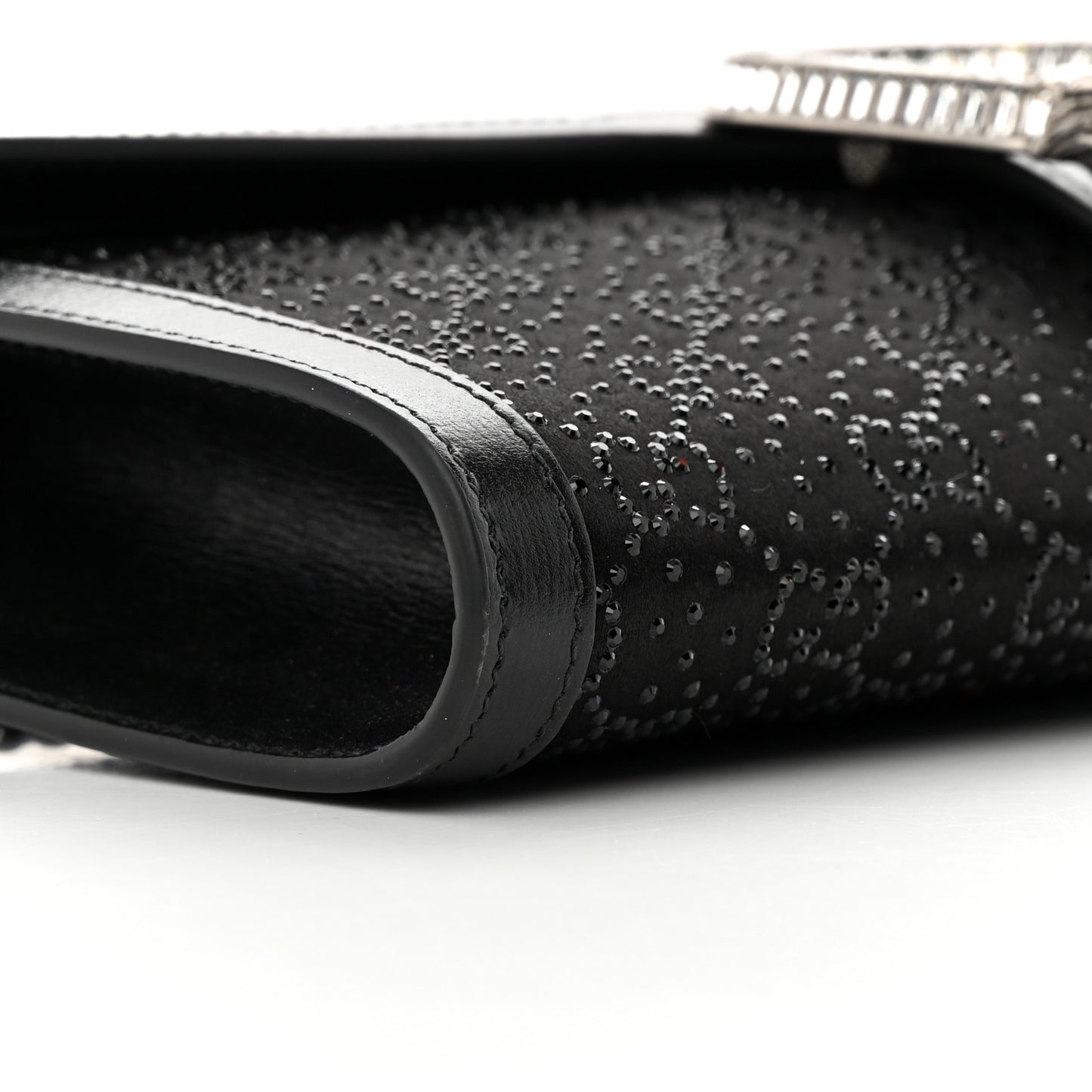 Satin Crystal Small Dionysus Shoulder Bag Black