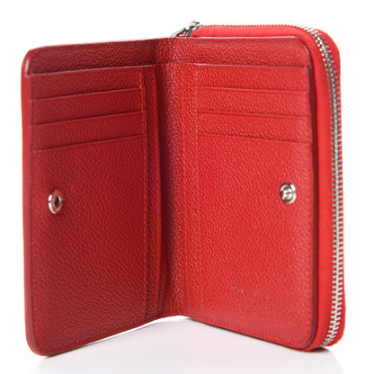 Saint Laurent Grained Calfskin Rive Gauche Compact Zip Around Wallet Red 8 of 10