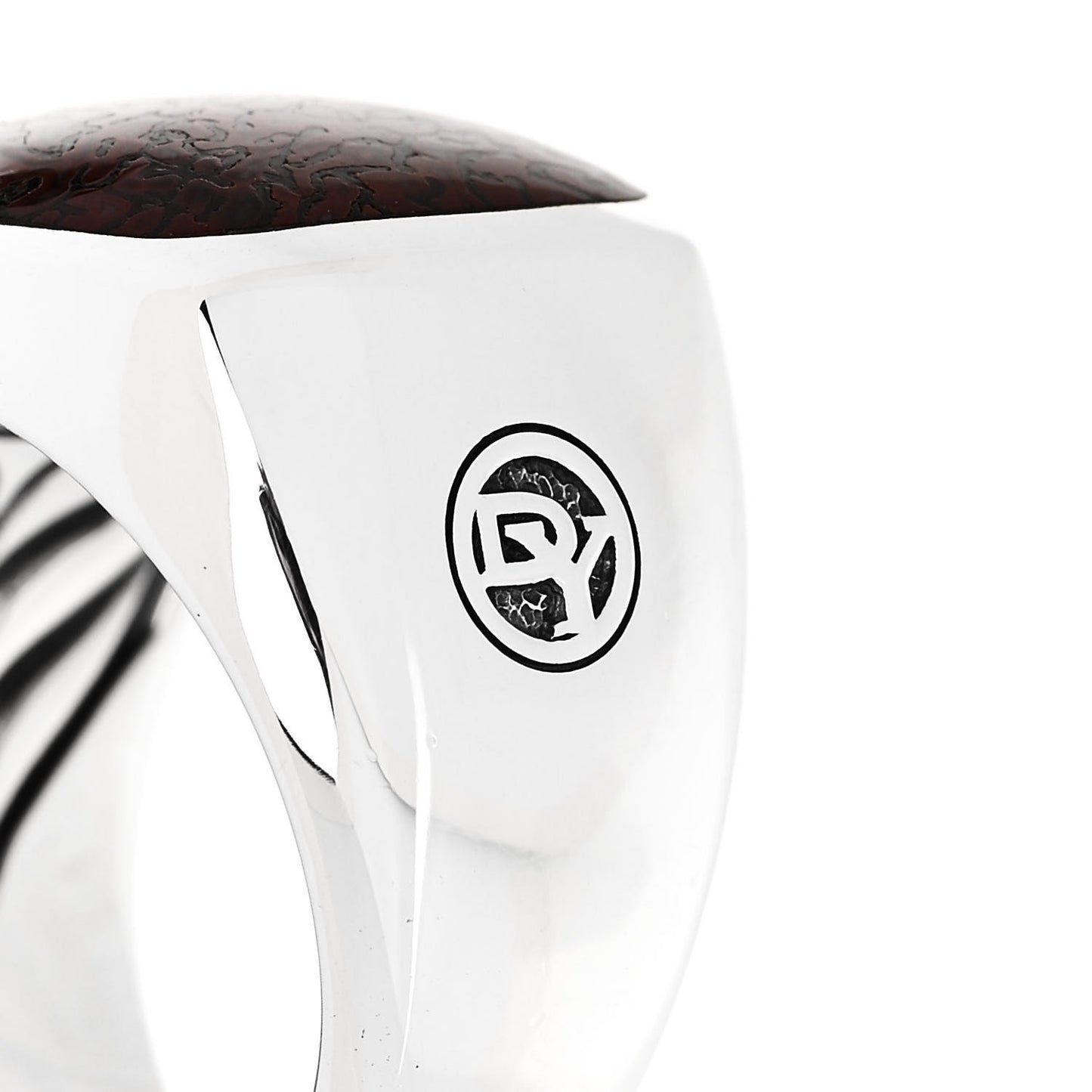 Sterling Silver Fossilized Dinosaur Bone Mens Signet Ring 62 10