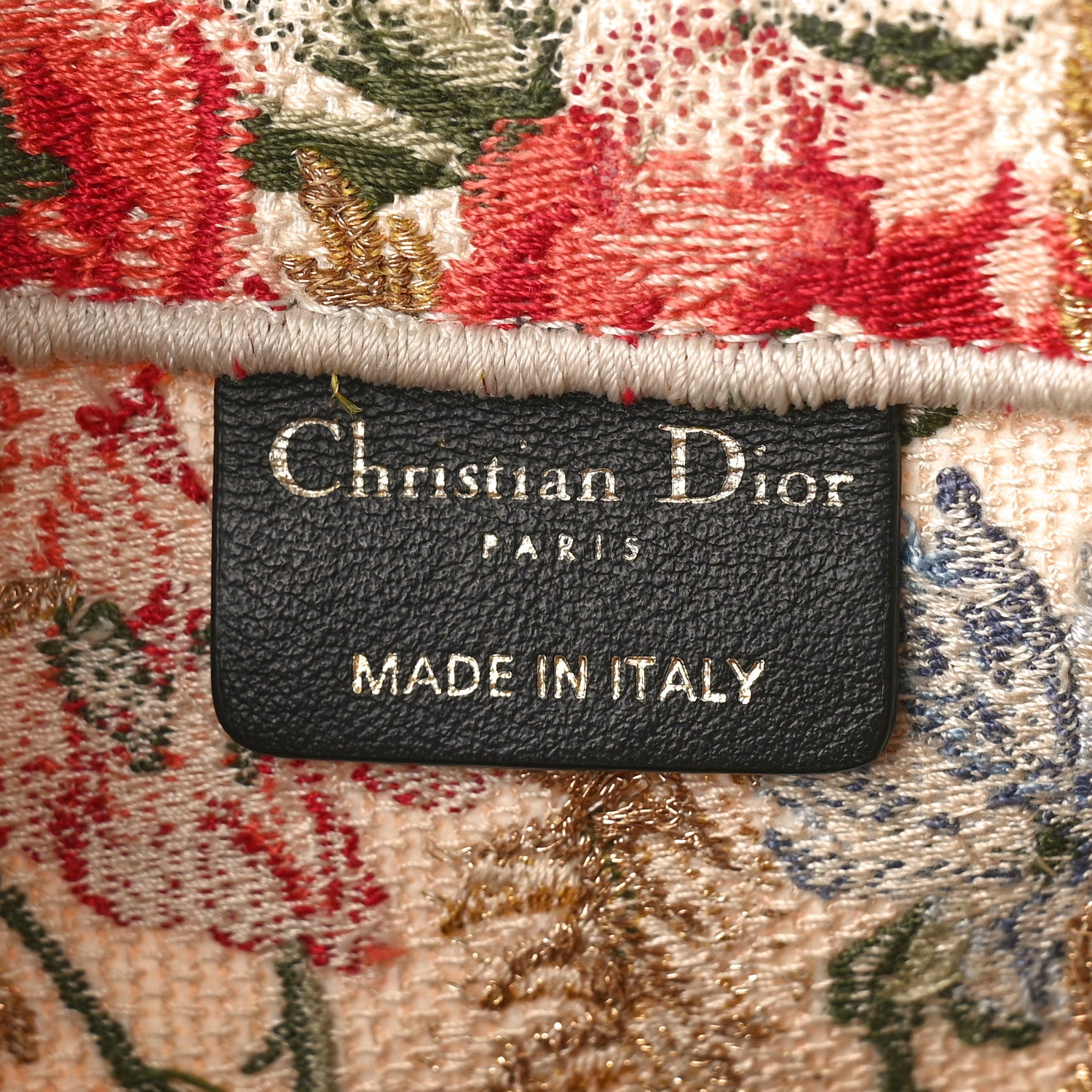 Christian Dior Canvas Embroidered Medium Hibiscus Book Tote Beige Multicolor 6 of 10