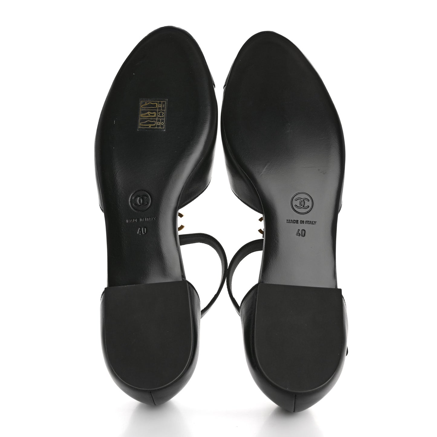 Lambskin Grosgrain Cap Toe Pearl CC Mary Jane Flats 40 Black