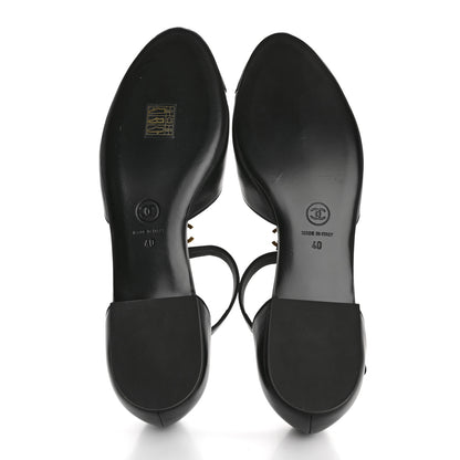 Chanel Lambskin Grosgrain Cap Toe Pearl CC Mary Jane Flats 40 Black 6 of 10