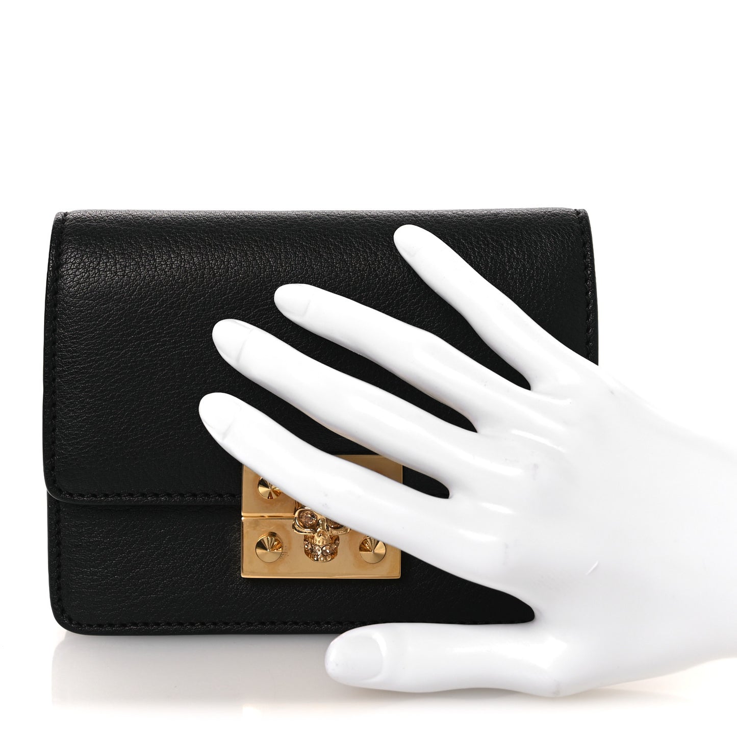Calfskin Skull Mini Clutch Black