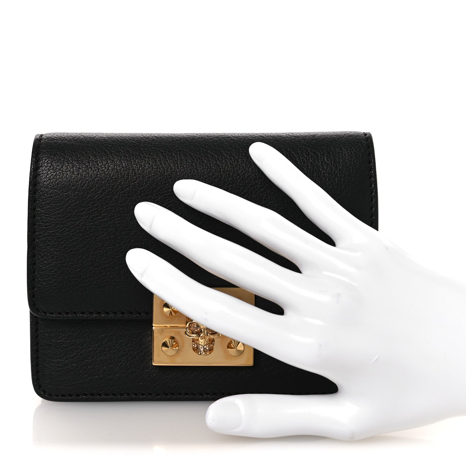 Alexander McQueen Calfskin Skull Mini Clutch Black 4 of 18