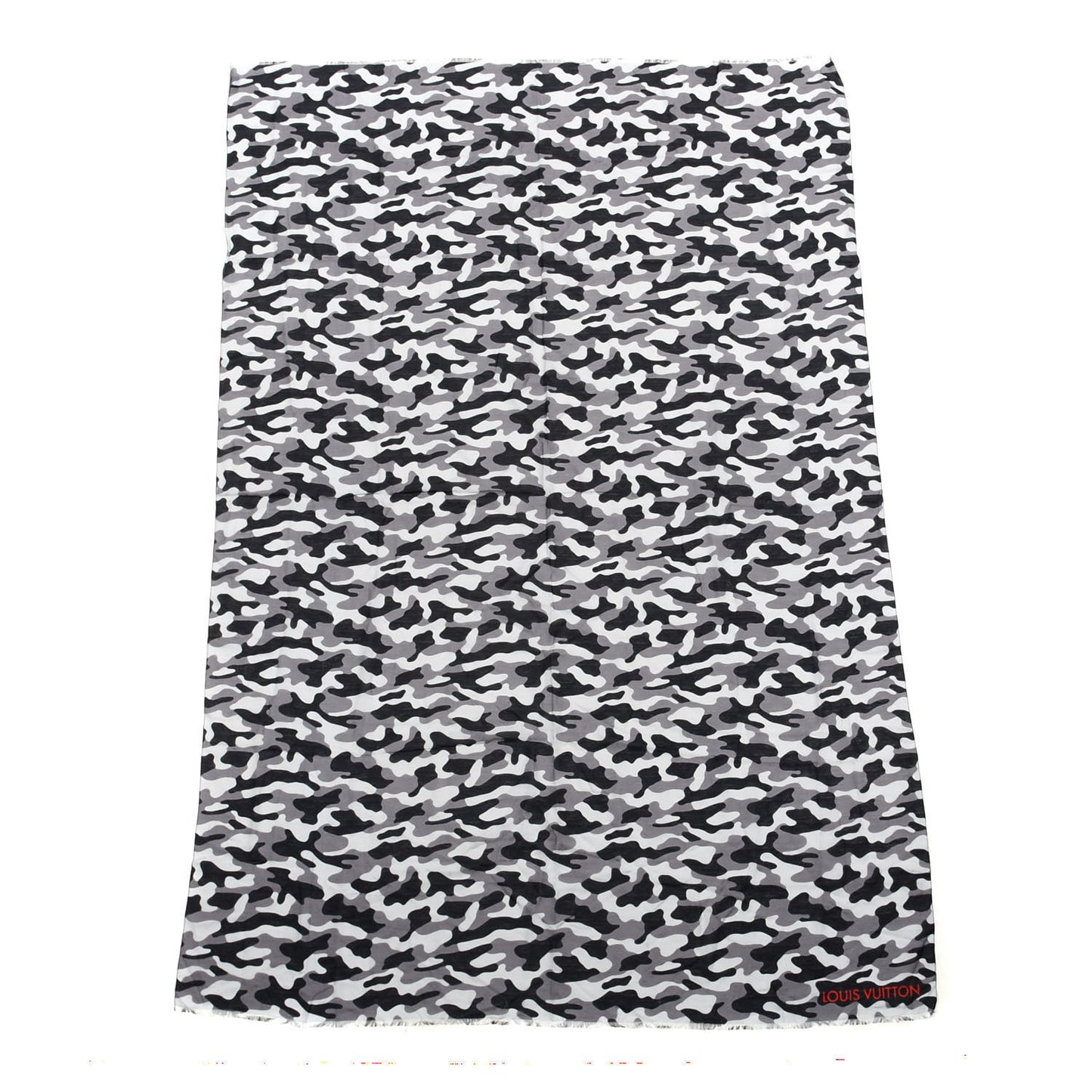 Cotton Silk Monogram Camouflage Stole Black