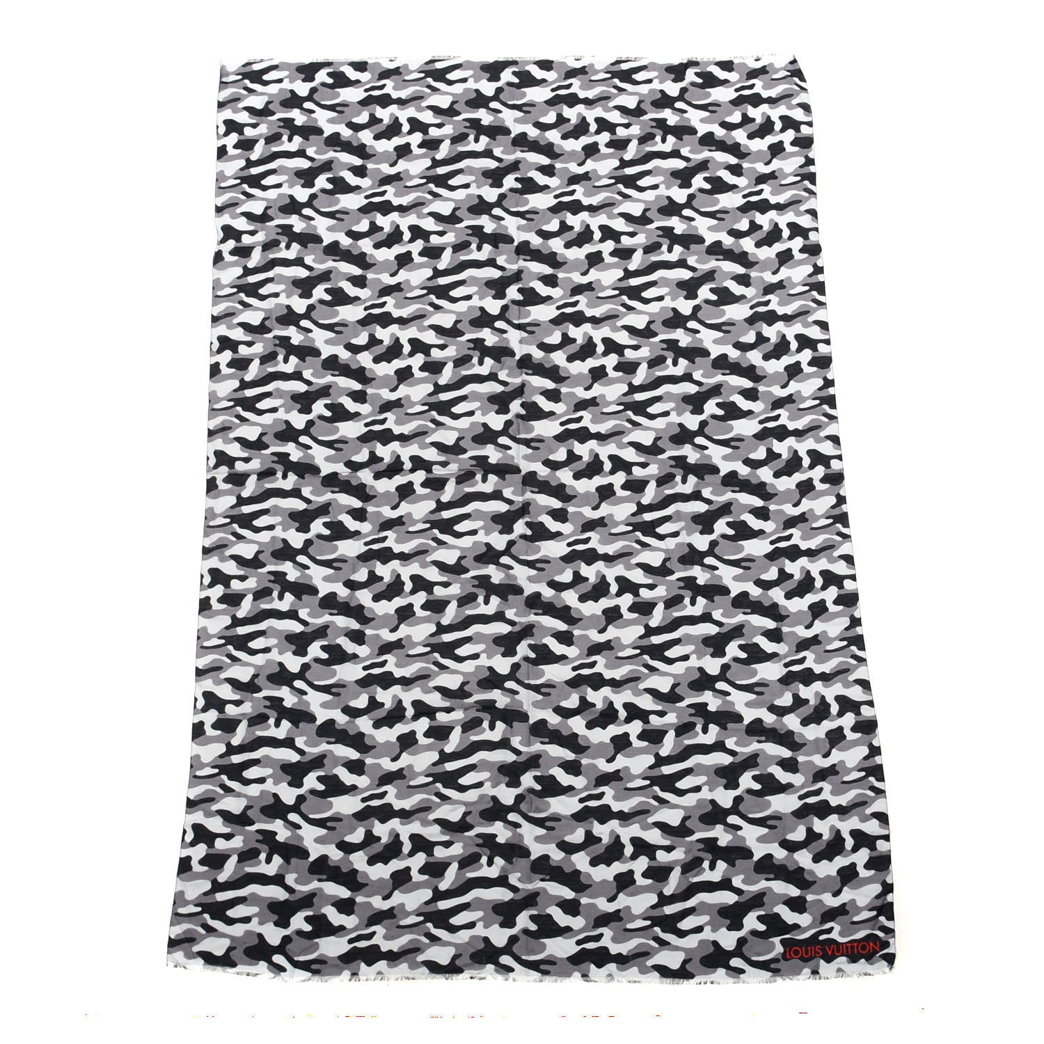 Louis Vuitton Cotton Silk Monogram Camouflage Stole Black 1 of 4