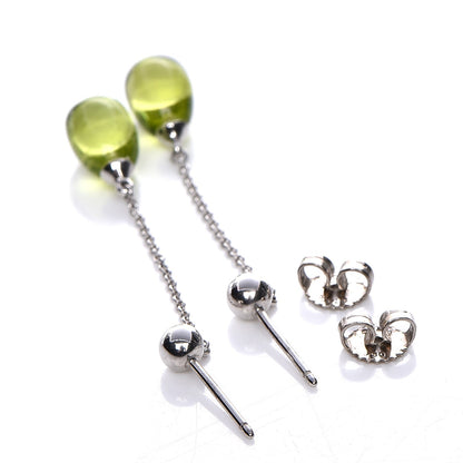 Tiffany 18K White Gold Peridot Drop Earrings 3 of 3