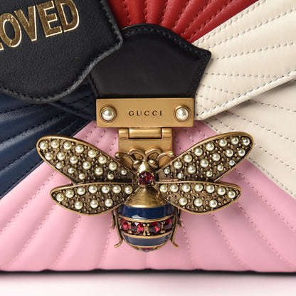 Gucci Calfskin Bamboo Trapuntata Queen Margaret Top Handle Bag Blue Agata Hibiscus Red Mystic White Sugar Pink 8 of 11