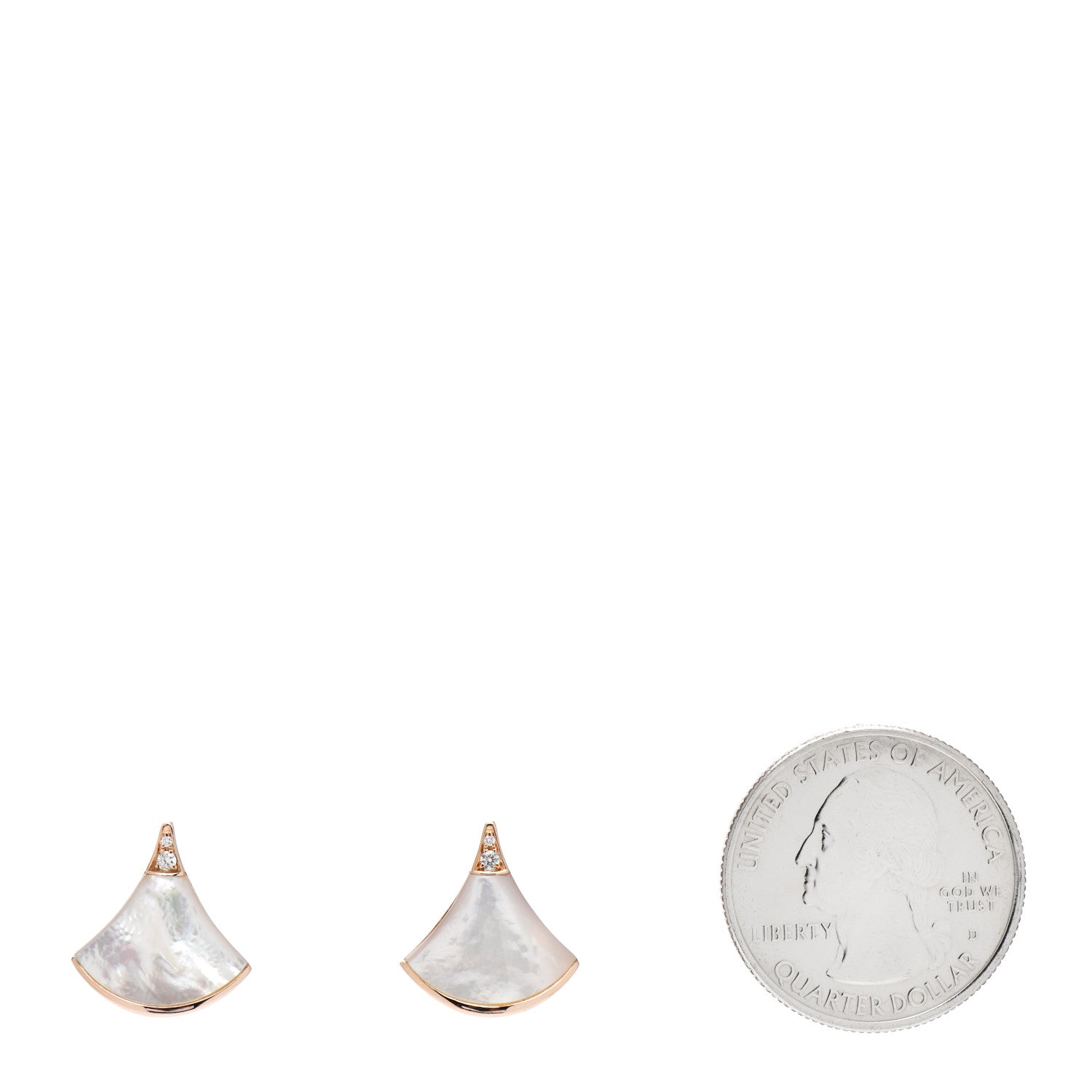 Bulgari 18K Rose Gold Diamond Mother of Pearl Divas' Dream Stud Earrings 2 of 5