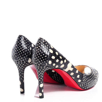 Christian Louboutin Watersnake Patchwork No Matter 85 Pumps 37 Black White 4 of 7