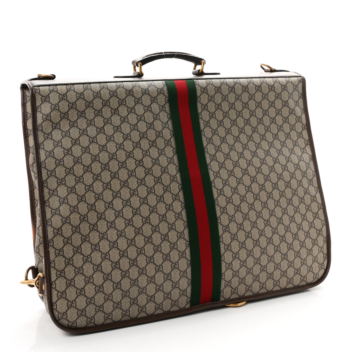 Gucci GG Supreme Monogram Textured Dollar Calfskin Web Ophidia Savoy Garment Bag Beige Ebony New Acero 3 of 10