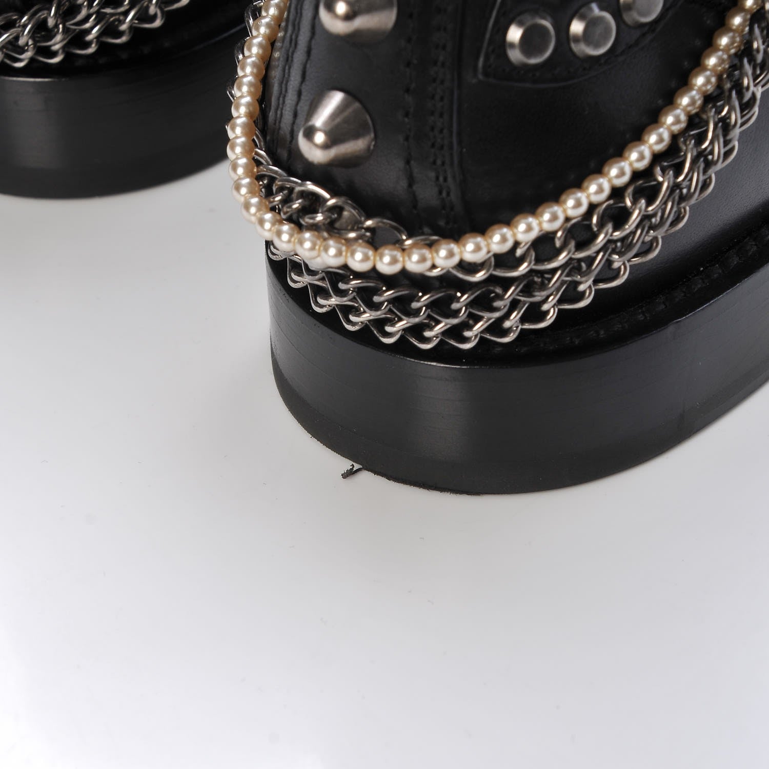 Saint Laurent Smooth Calfskin Studded Strap Ranger Boots 37.5 Black 13 of 16