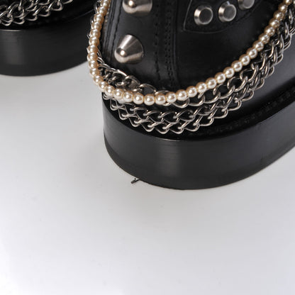 Saint Laurent Smooth Calfskin Studded Strap Ranger Boots 37.5 Black 13 of 16