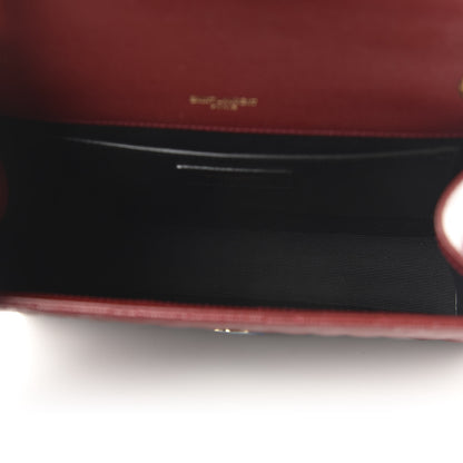 Saint Laurent Grain De Poudre Textured Mixed Matelasse Triquilt Medium Monogram Satchel Oxblood 5 of 9
