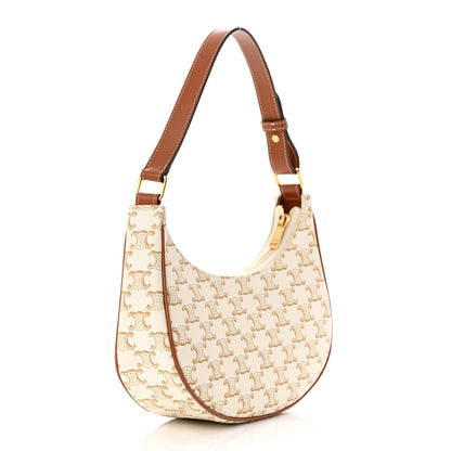 Celine Canvas Calfskin Ava Triomphe Shoulder Bag White 3 of 12