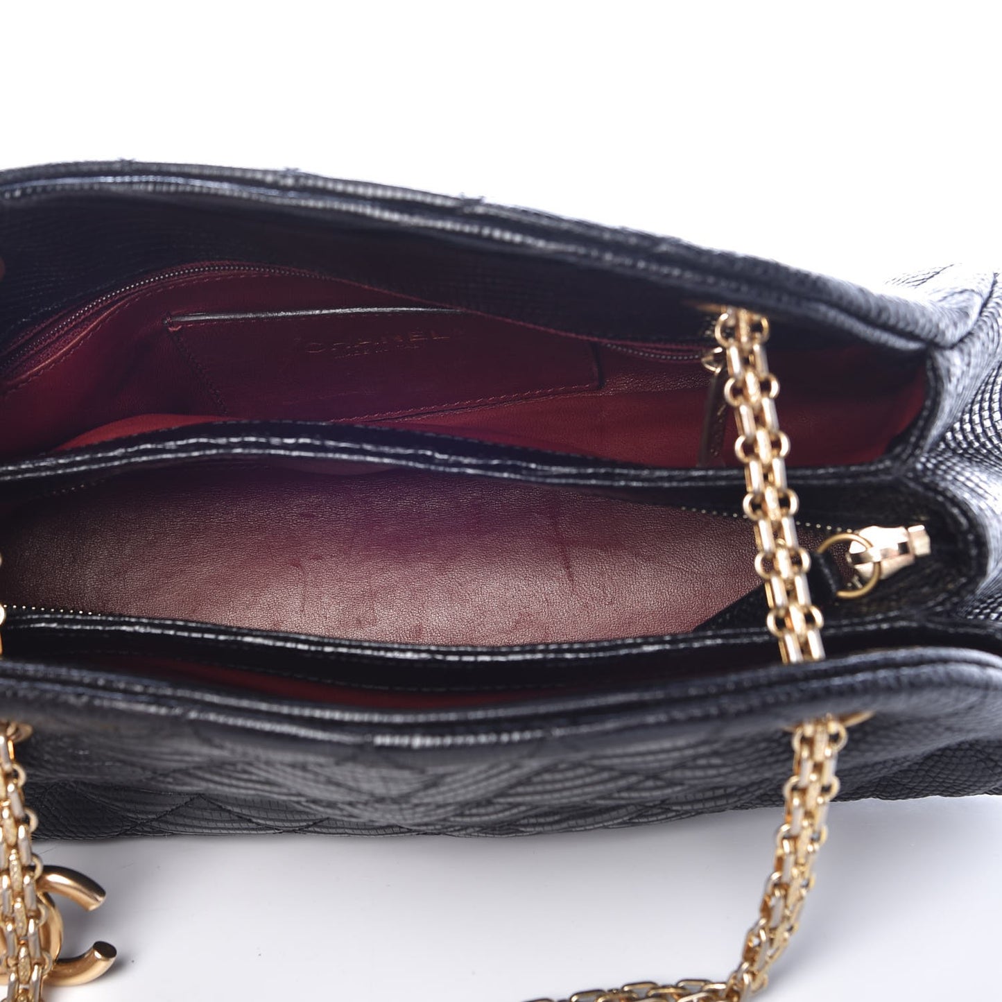 Lizard Quilted Small Just Mademoiselle Bowling Bag Black
