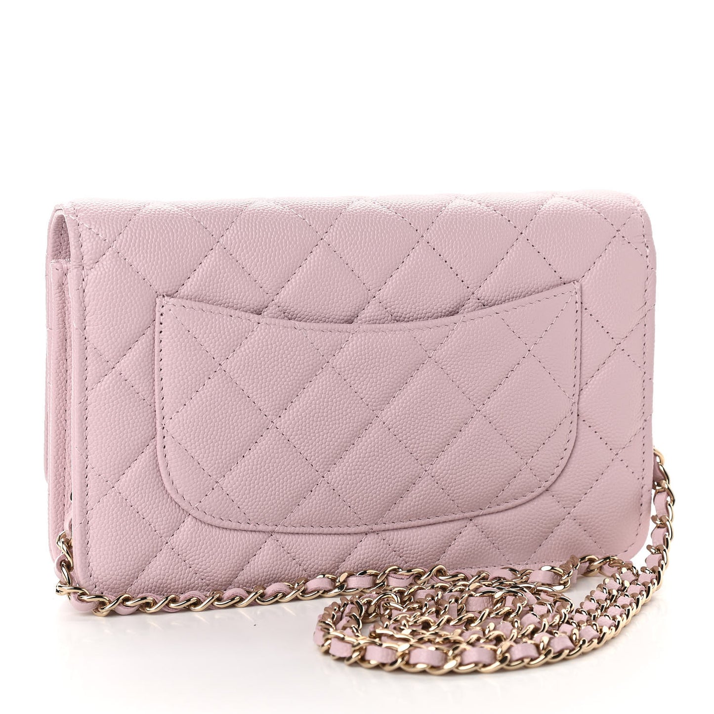 Caviar Quilted Wallet On Chain WOC Light Pink