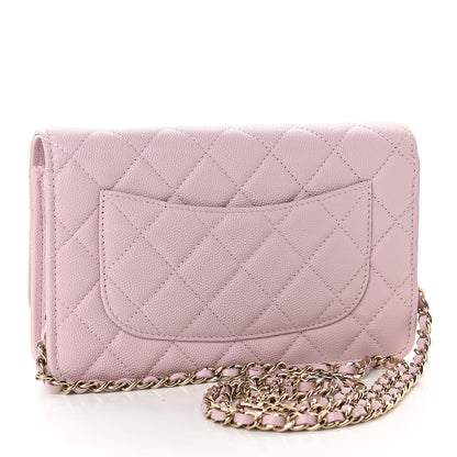 Chanel Caviar Quilted Wallet On Chain WOC Light Pink 3 of 12