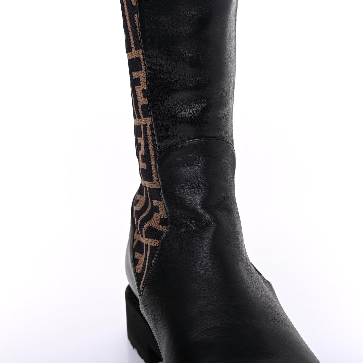 Nappa Microfiber Fabric FF Rockoko Tall Boots 39 Black Tobacco