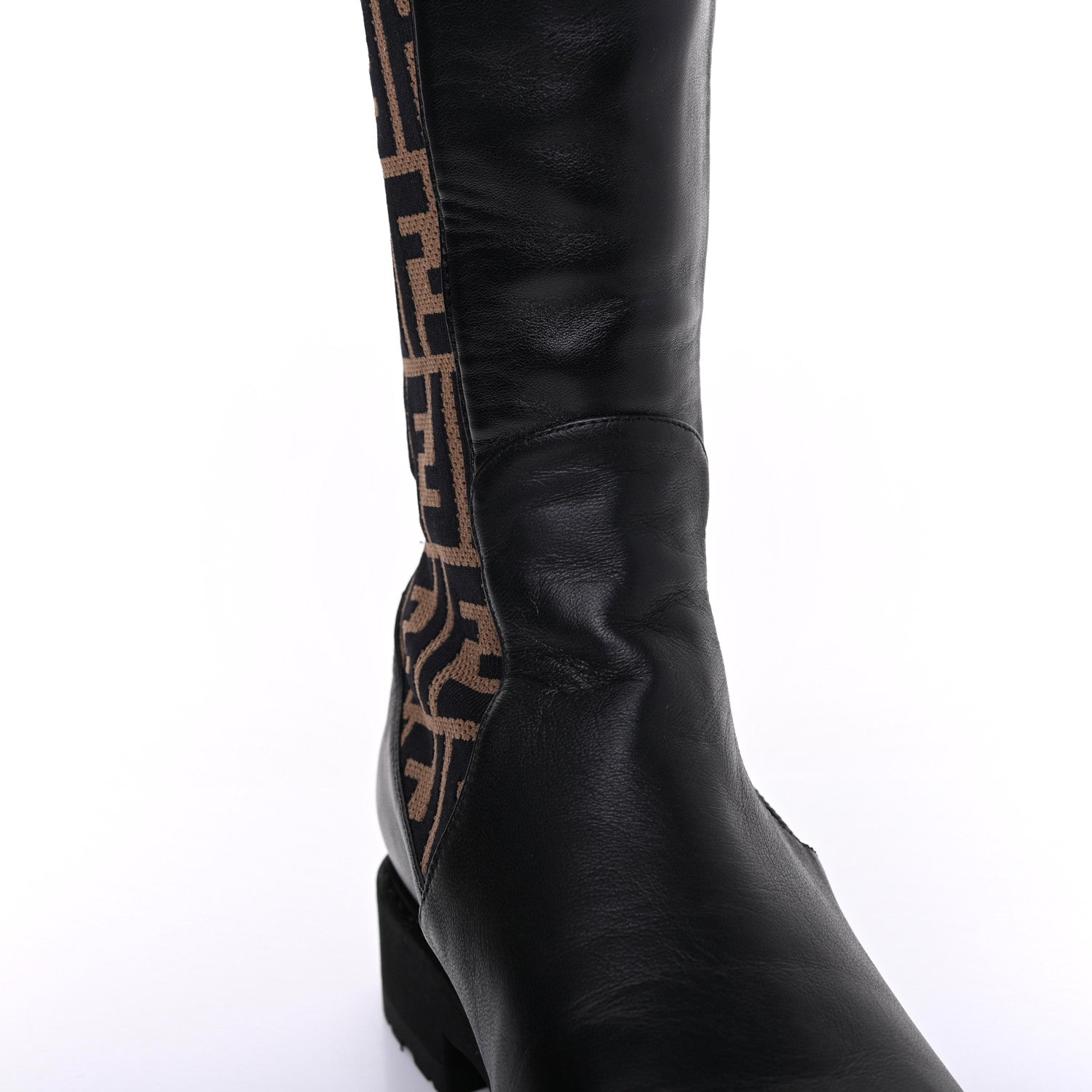 Fendi Nappa Microfiber Fabric FF Rockoko Tall Boots 39 Black Tobacco 12 of 13