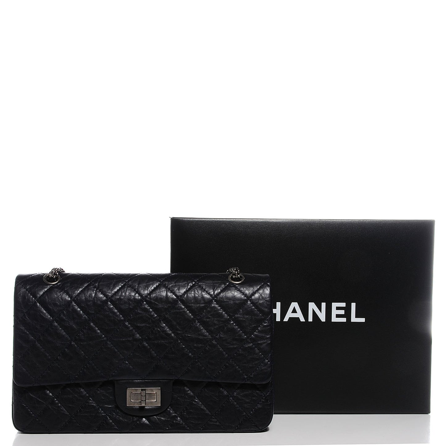 Aged Calfskin Quilted 2.55 Reissue 227 Flap Dark Navy