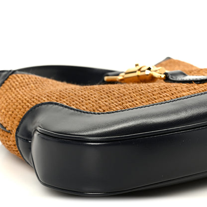 Gucci Straw Lux Boarded Dyana Lux Calfskin Small Jackie 1961 Hobo Natural Blue 9 of 10
