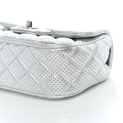 Chanel Metallic Lambskin Perforated Mini Rectangular Flap Silver 9 of 13