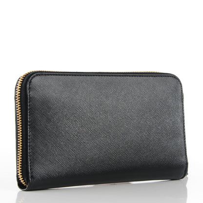 Prada Saffiano Metal Large Zip Around Wallet Black 4 of 10