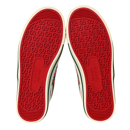 Gucci Cotton Wool Web Houndstooth Interlocking G Womens 1977 Tennis Sneakers 36 Red Green 5 of 8