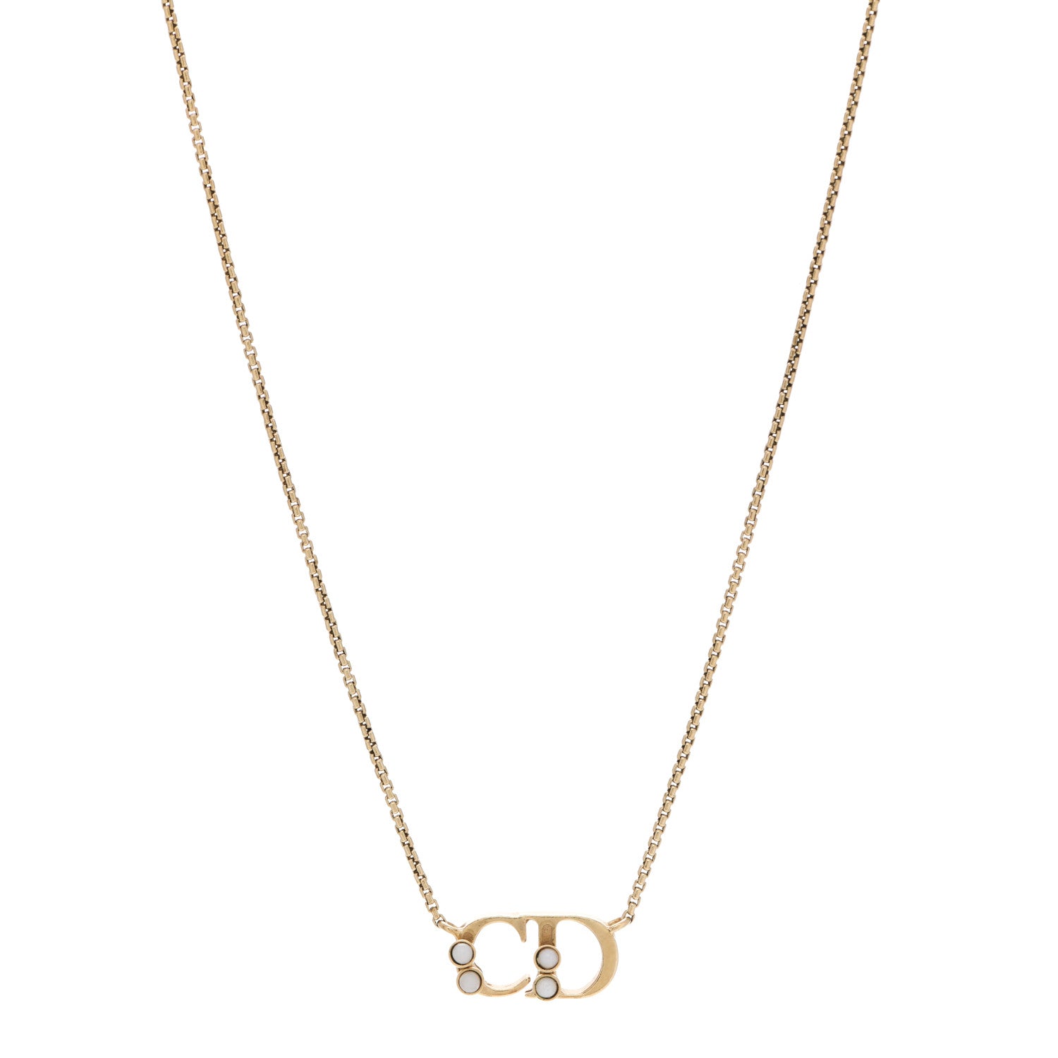 Christian Dior Pearl CD Necklace Gold 1 of 4
