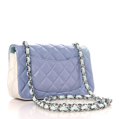Chanel Perforated Lambskin Quilted Mini Rectangular Flap Light Blue Light Purple White 3 of 9