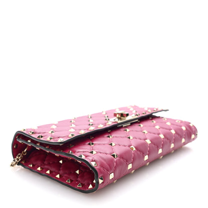 Valentino Garavani Nappa Rockstud Spike Wallet On Chain Disco Pink 4 of 9