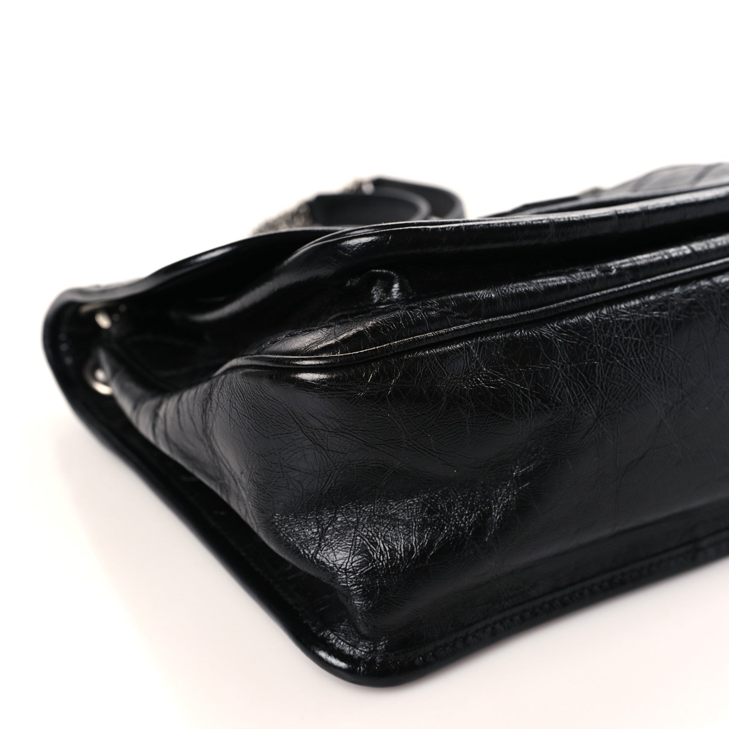 Saint Laurent Crinkled Calfskin Matelasse Monogram Medium Niki Chain Satchel Black 8 of 10