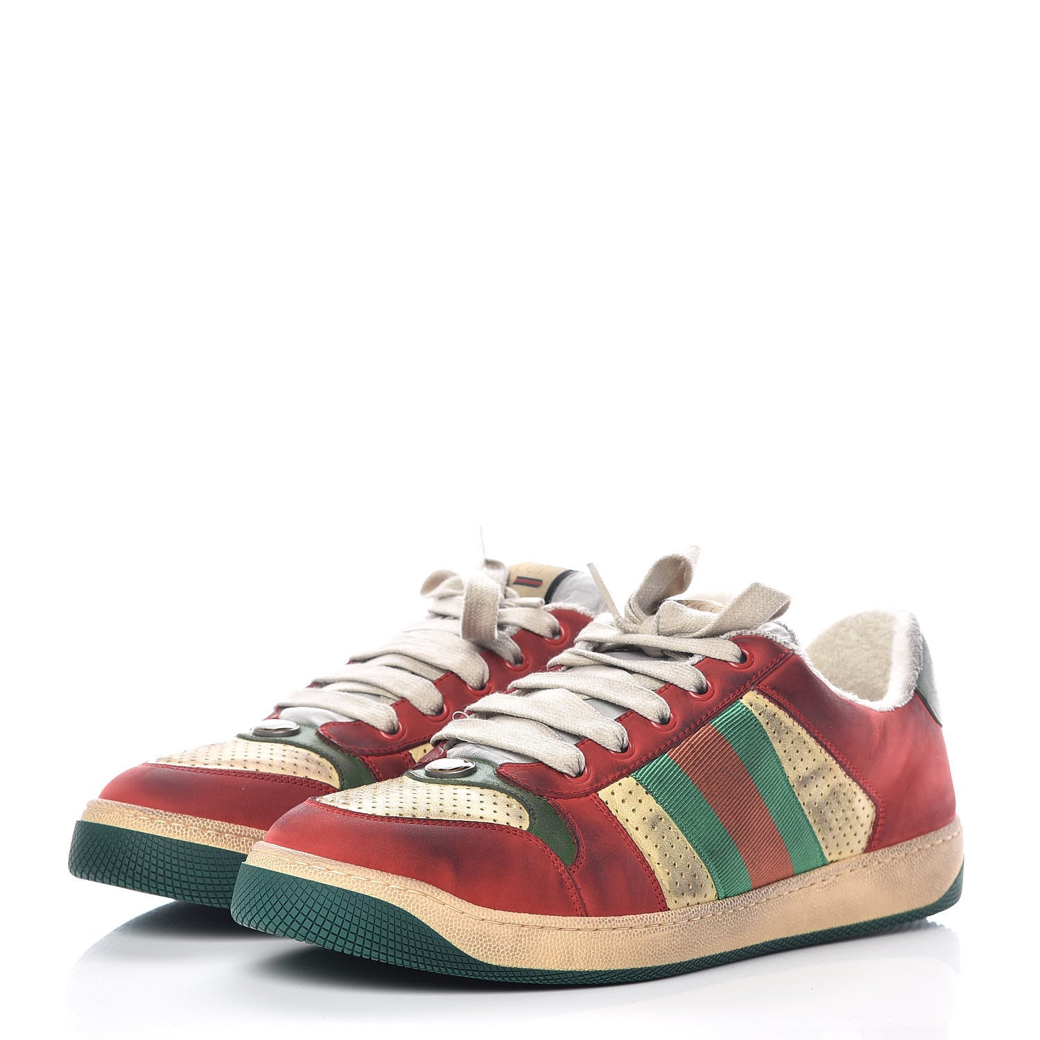 Gucci Nubuck Web Mens Screener Sneakers 9 Light Hibiscus Red Burro 3 of 9