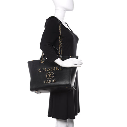 Chanel Caviar Small Studded Deauville Tote Black 2 of 14