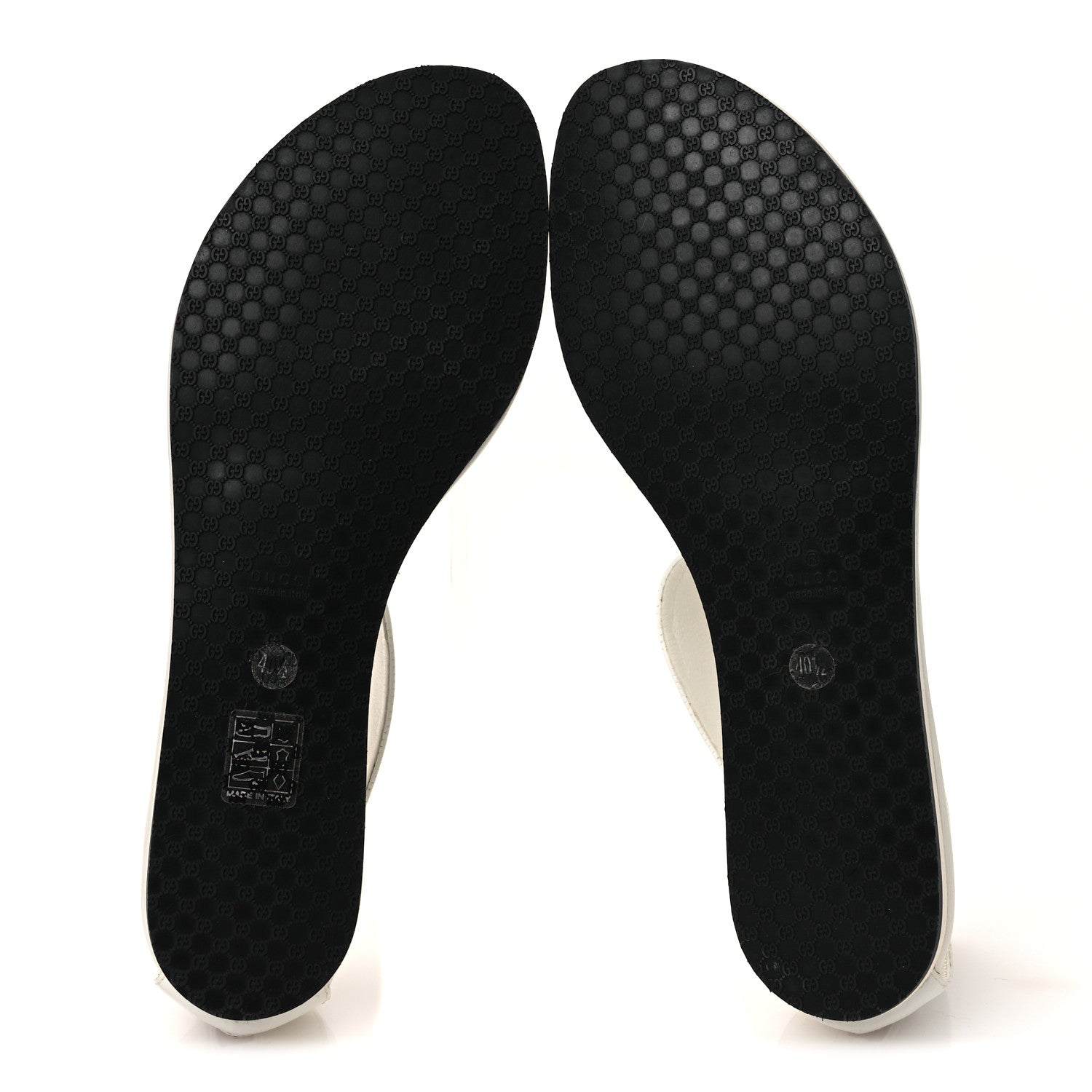 Gucci Calfskin GG Zip Thong Sandals 40.5 White 7 of 16