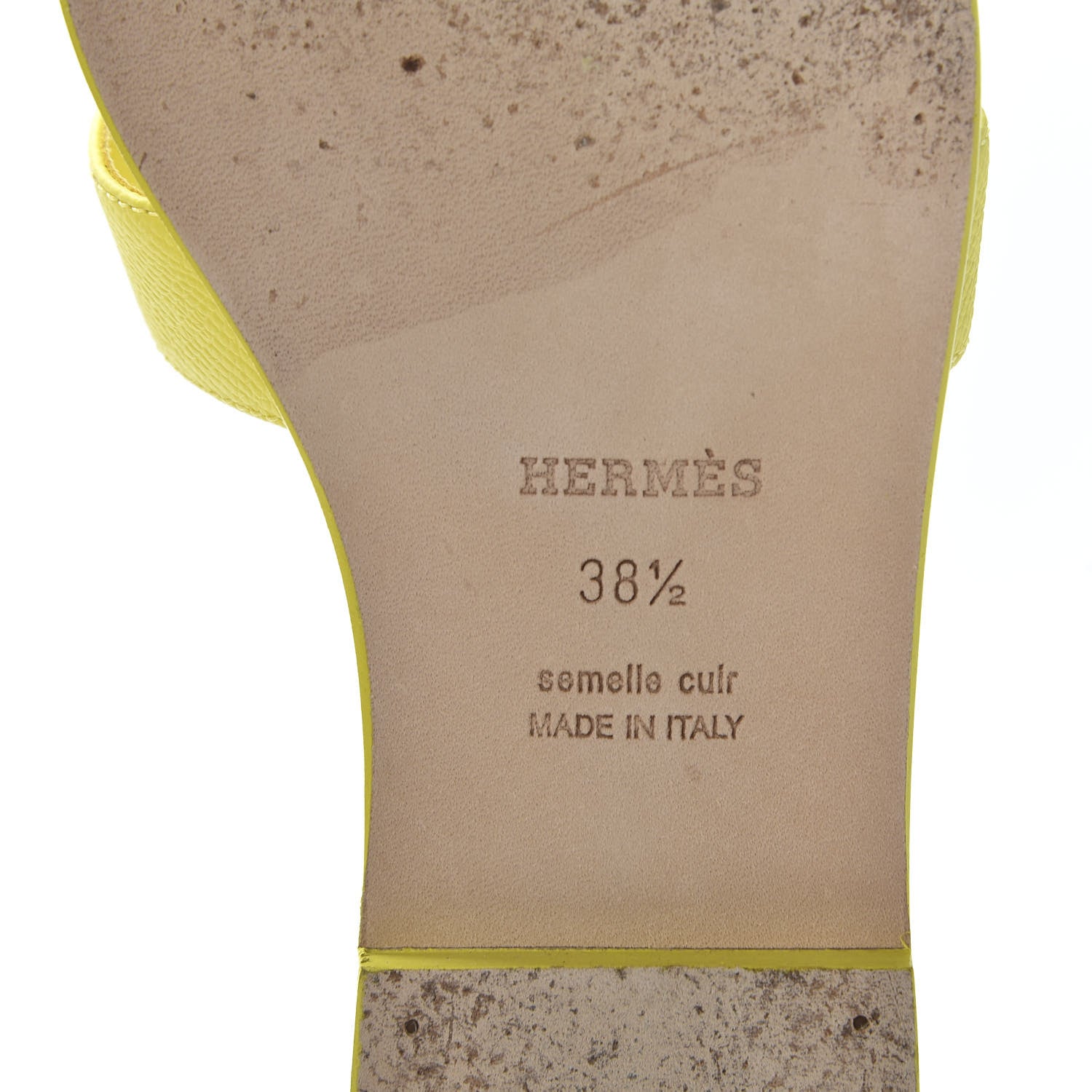 Hermes Epsom Oran Sandals 38.5 Jaune Pollen 9 of 10